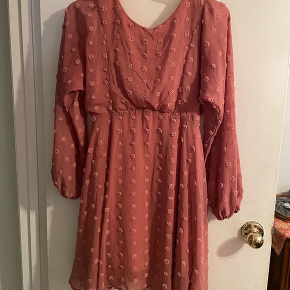 Elegant Pink Long Sleeve Dress - Picture 1 of 1
